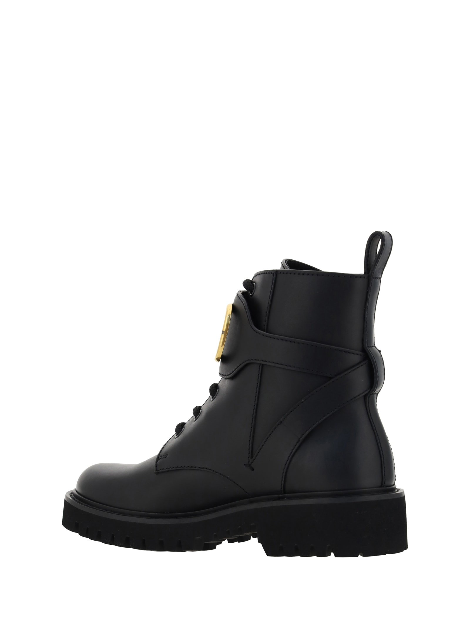 Shop Valentino Vllgo Signature Combat Boots In Nero