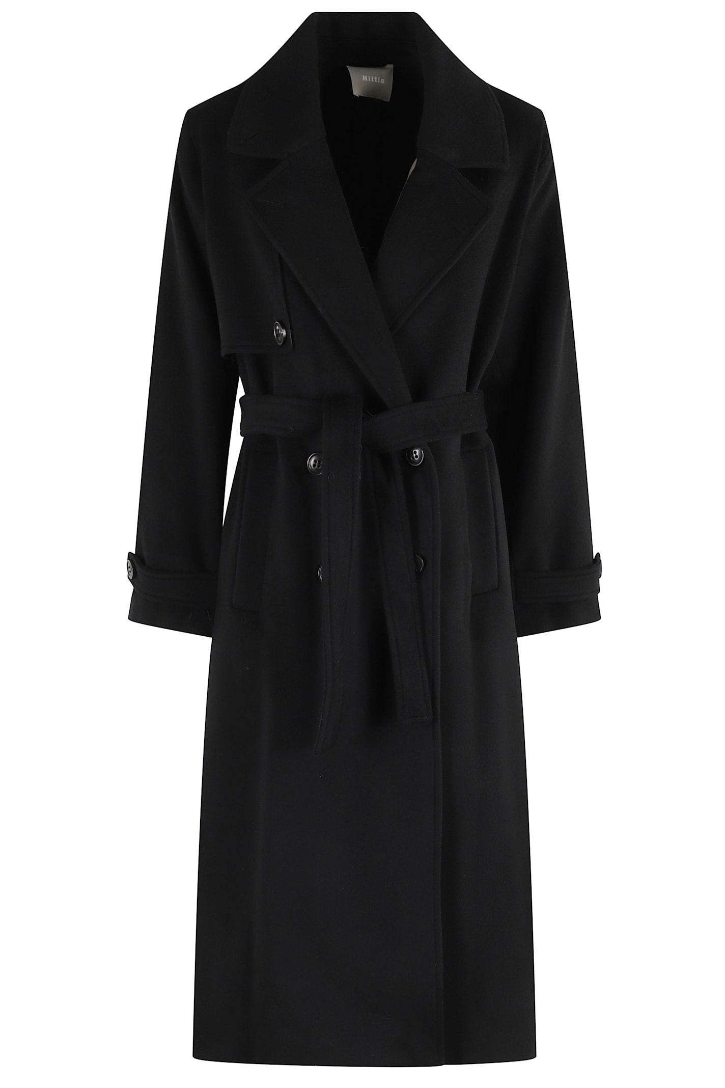Kiltie Belted Double-breasted Coat In Black