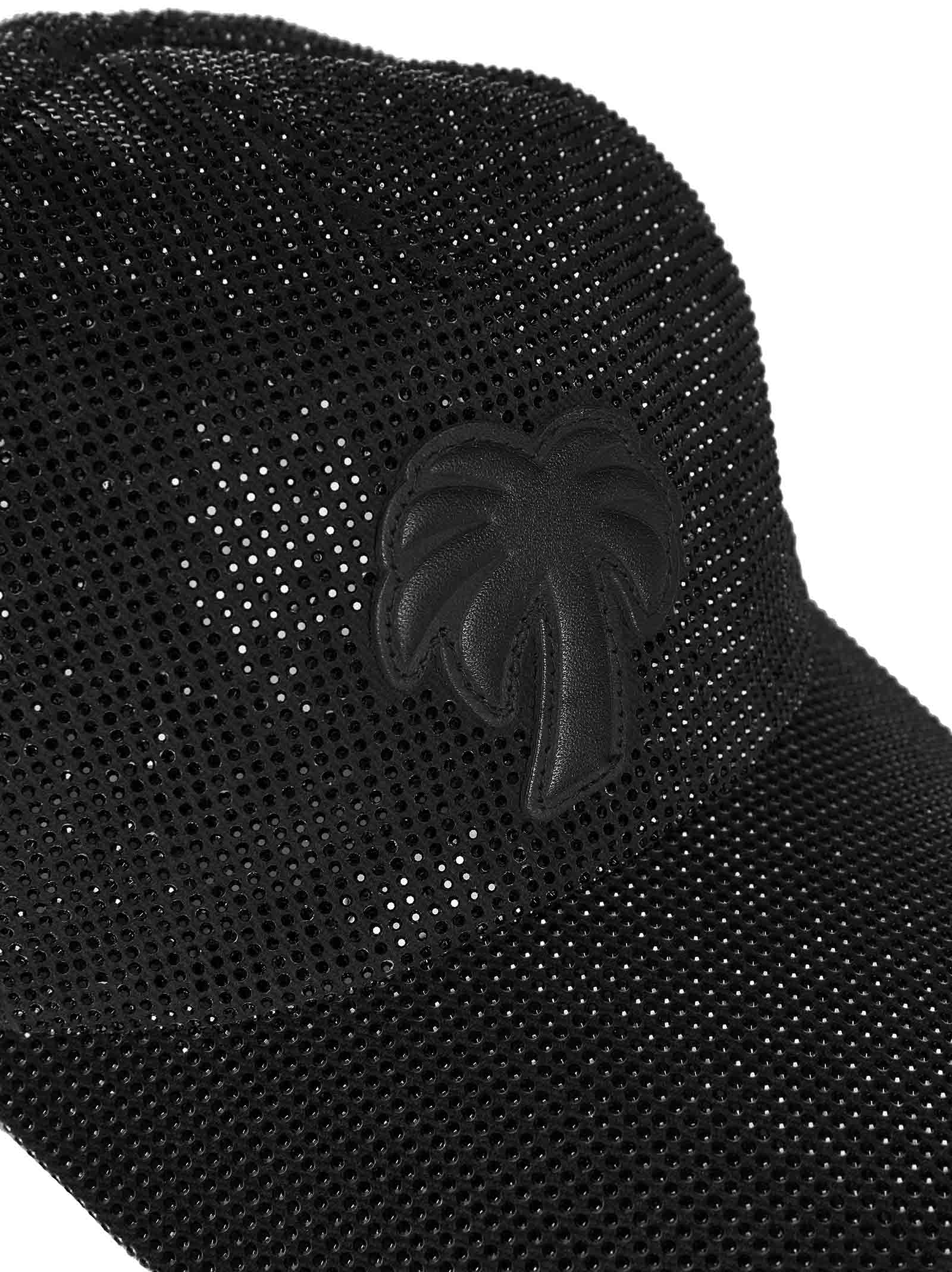 Palm Angels Woman Embellished Cotton Baseball Cap In Black