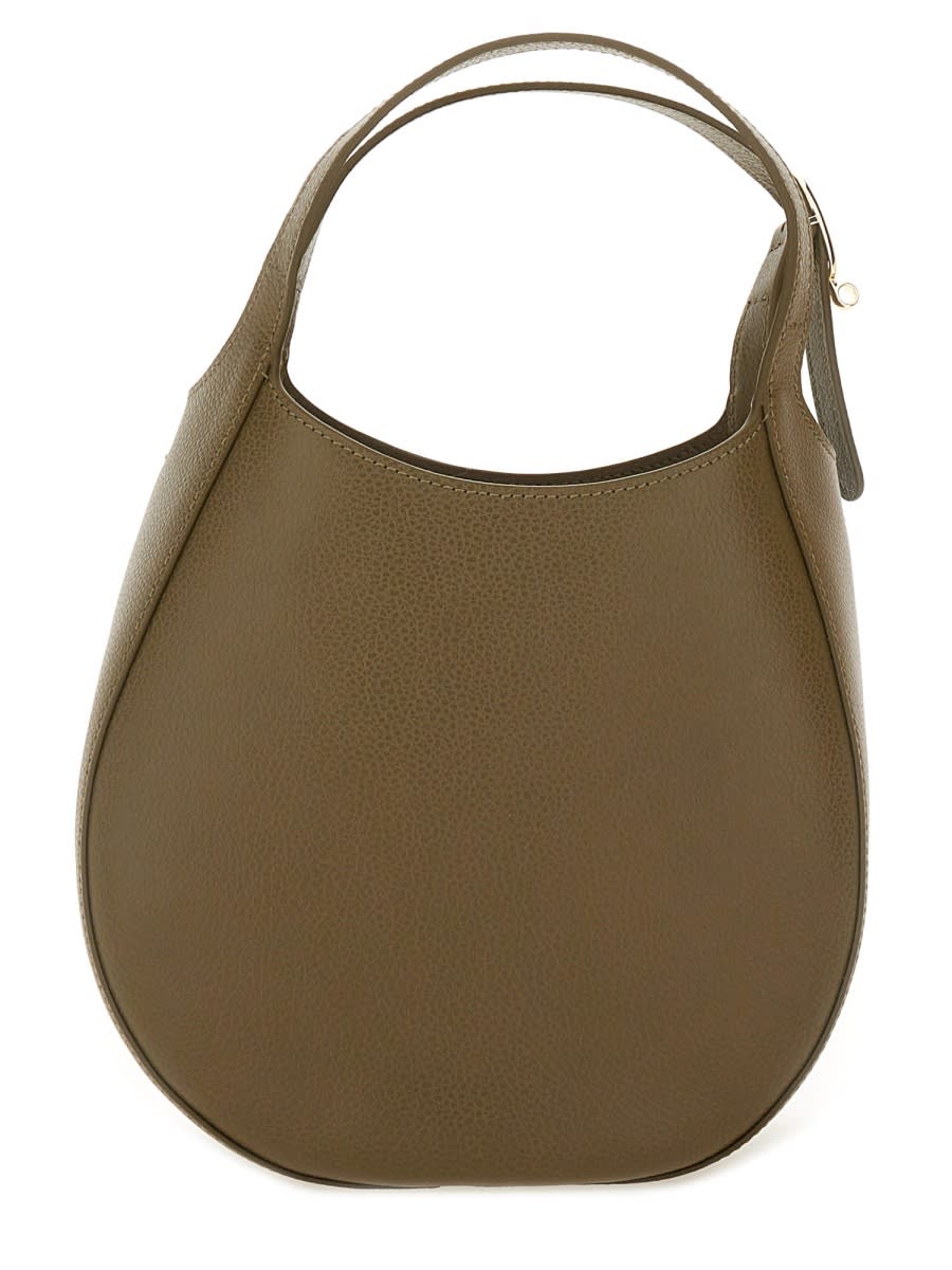 Longchamp Textured Pebbled Shoulder Bag With Strap And Handle In Brown