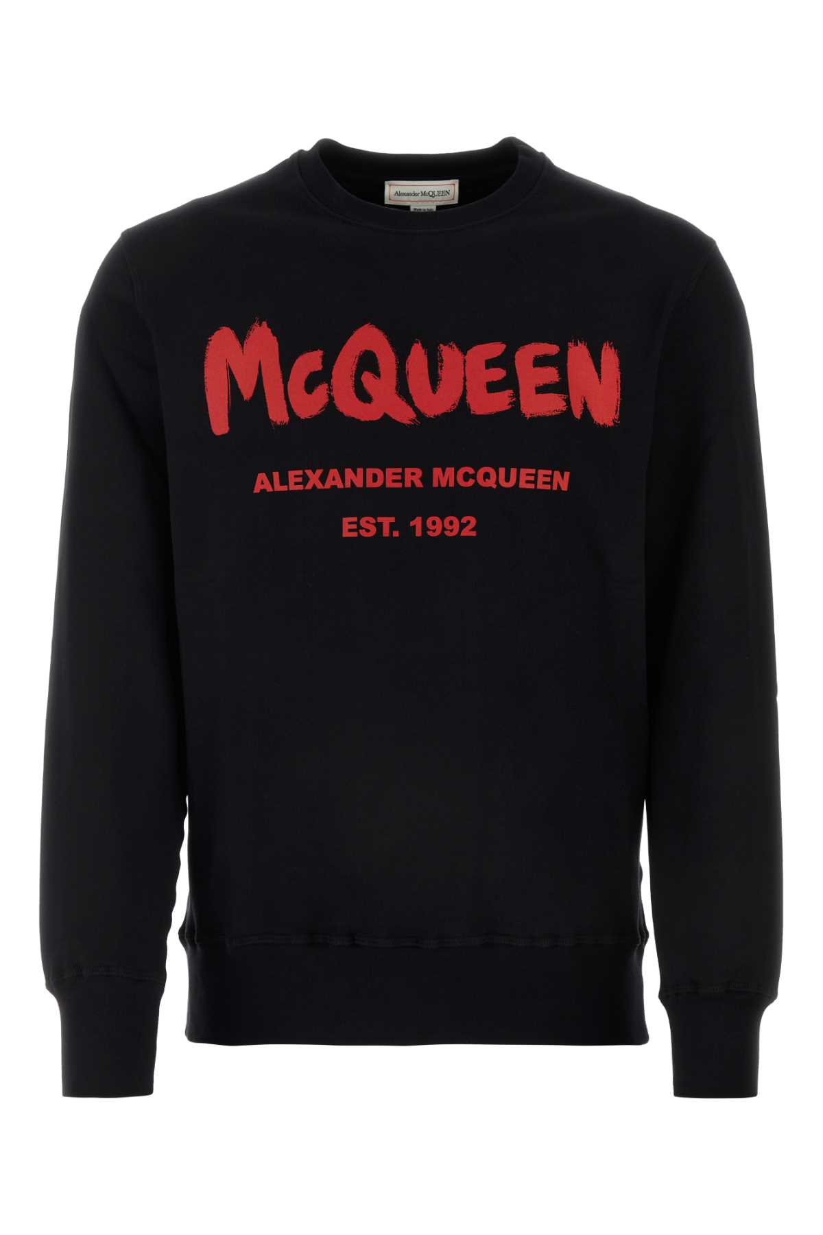 Shop Alexander Mcqueen Black Cotton Sweatshirt In Blacklustred