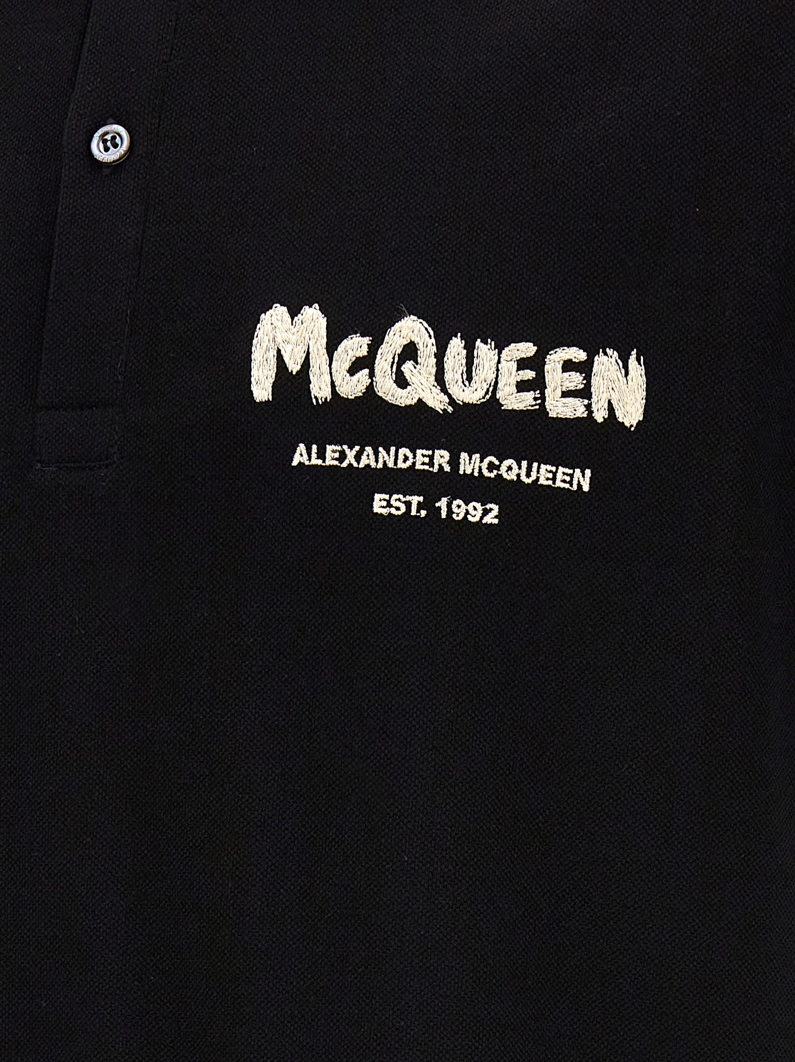 Shop Alexander Mcqueen Mcqueen Graffiti Polo Shirt In Black