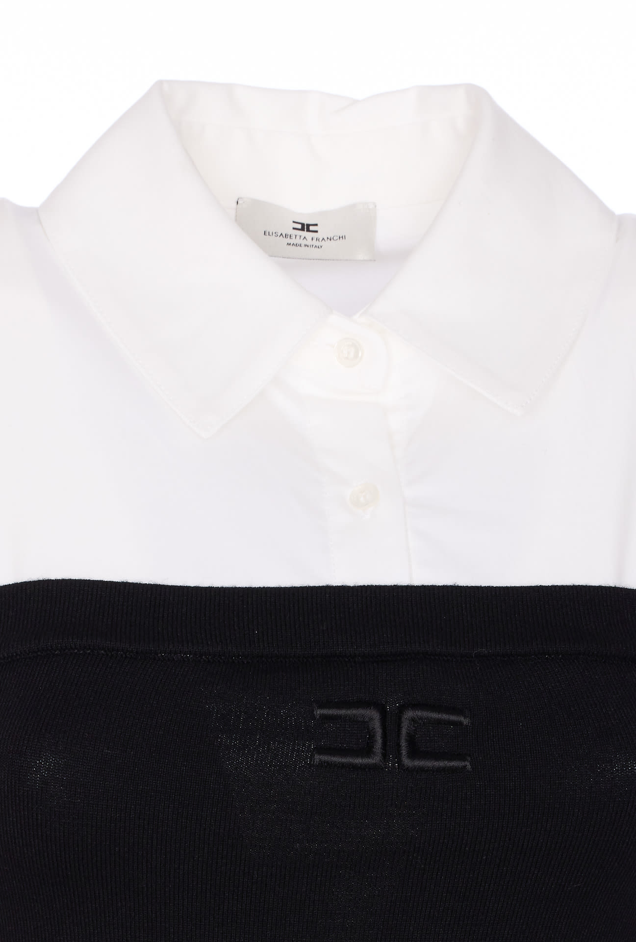 Elisabetta Franchi Monochrome Button-up Collared Body With Detachable Sleeves In Black