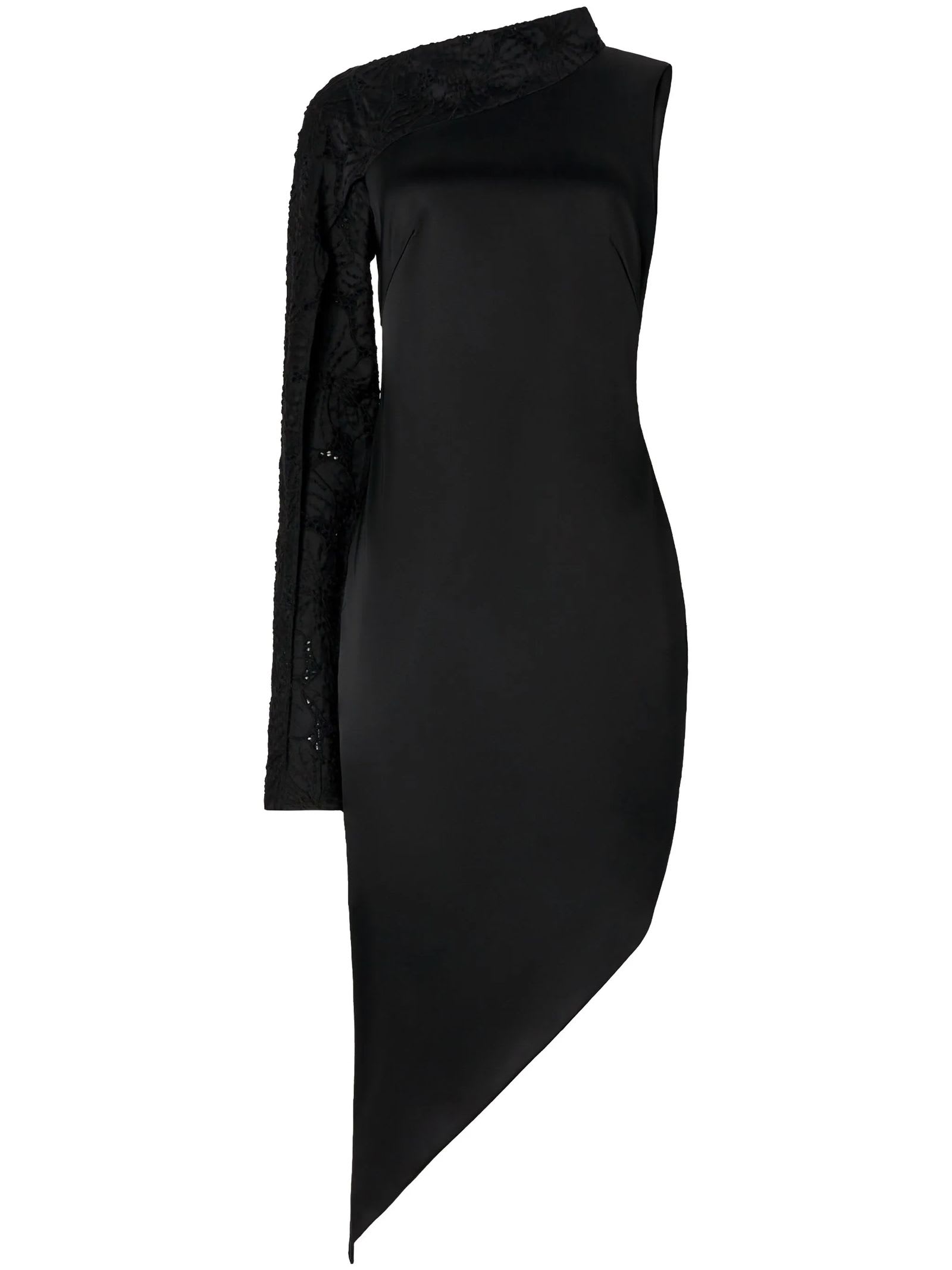 Shop Genny Satin One-shoulder Sheath Dress In Black