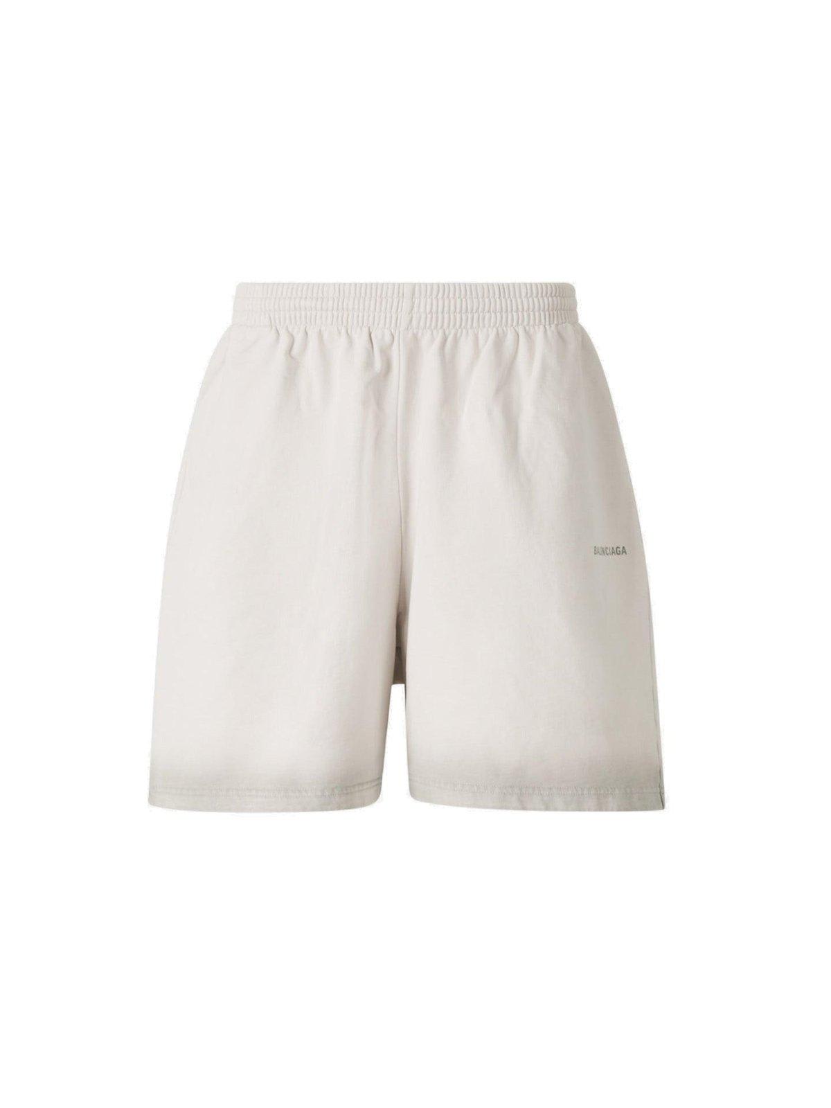 BALENCIAGA LOGO PRINTED ELASTIC WAISTBAND TRACK SHORTS 