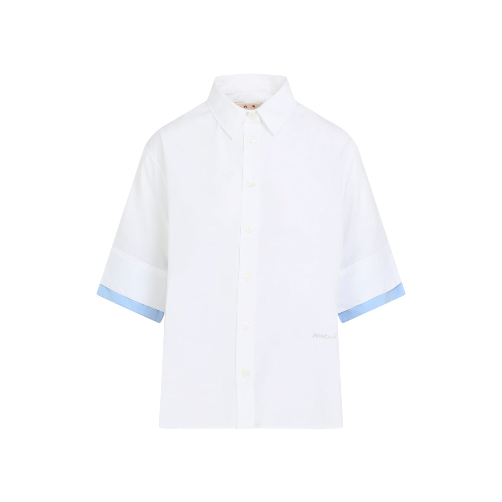 Marni Button-up White Poplin Shirt With Double-layer Cuffs In White