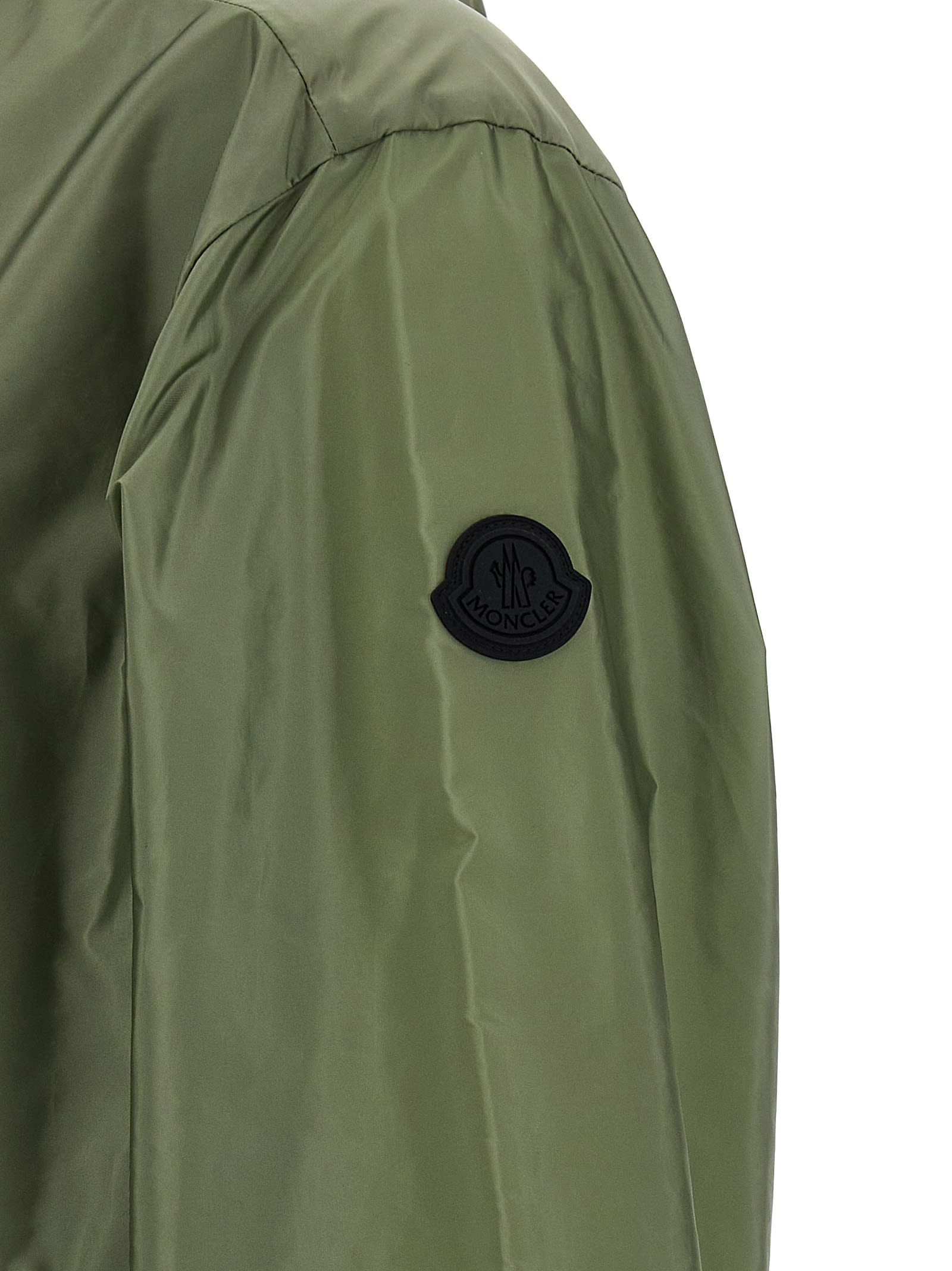 Moncler 'granier' Raincoat With Hood And Pockets In Green