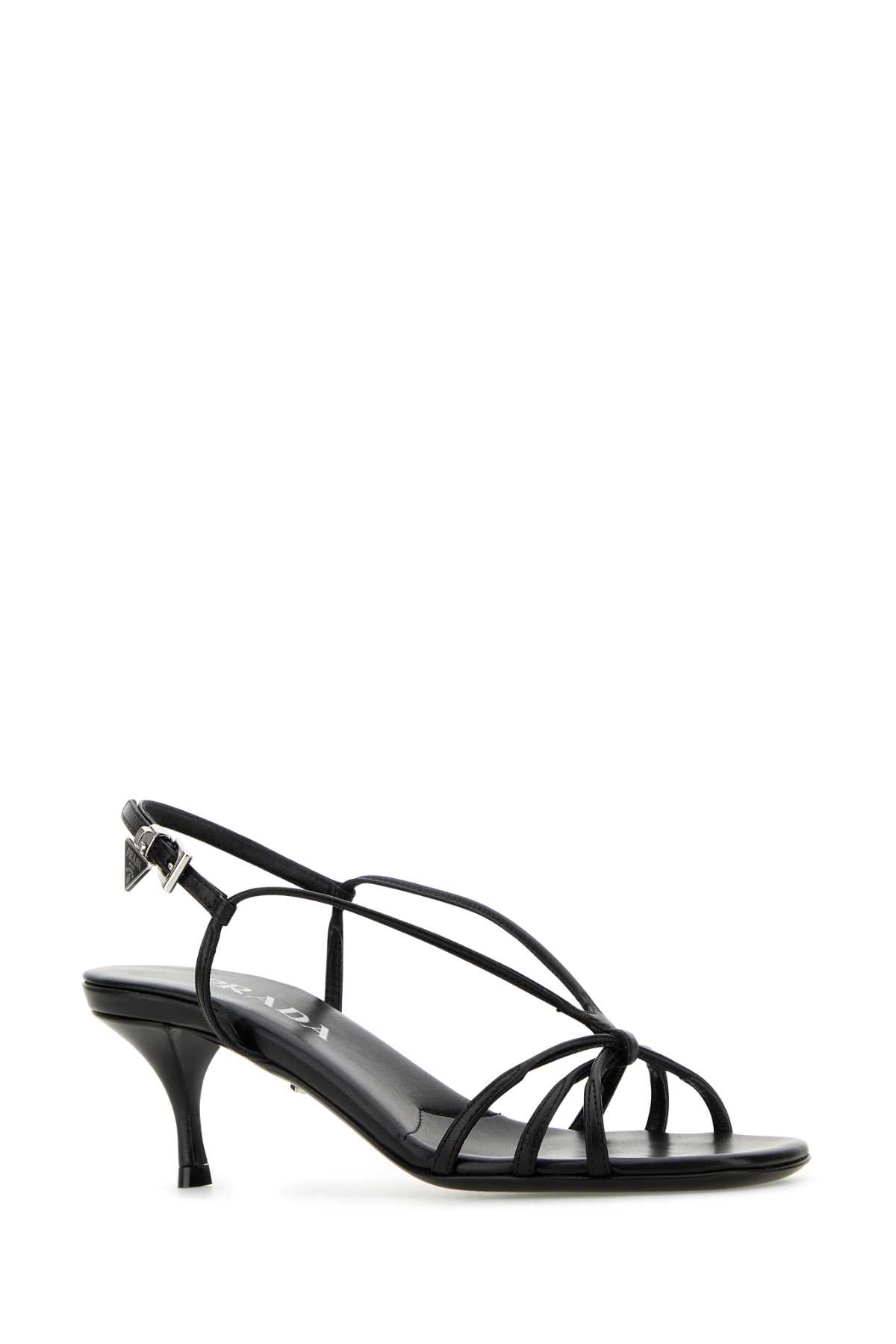 Shop Prada Black Leather Sandals In Nero