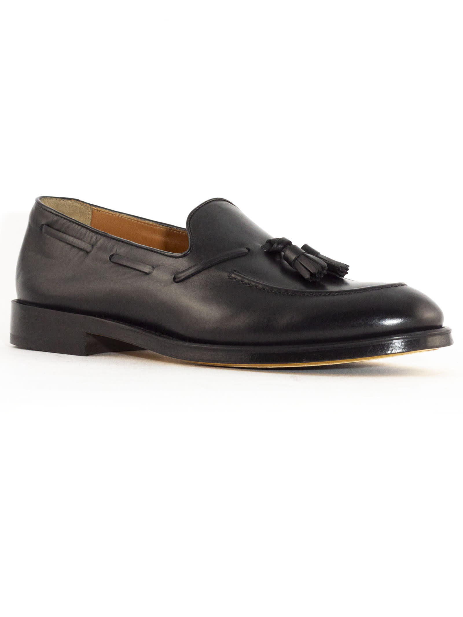 Doucal's Black Slip-on Loafers With Tassel Detail In Black