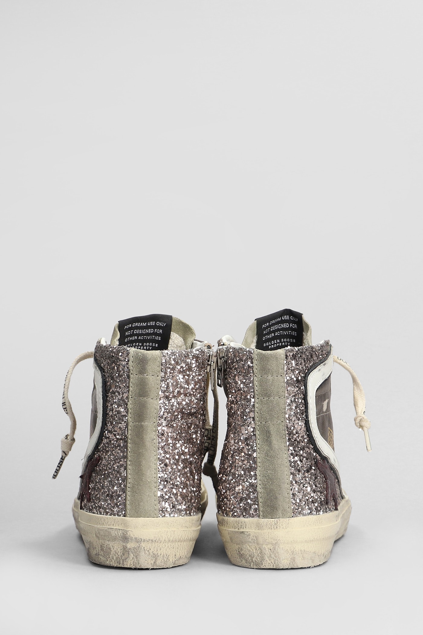 Shop Golden Goose Duble Quarter Sneakers In Grey Suede And Fabric