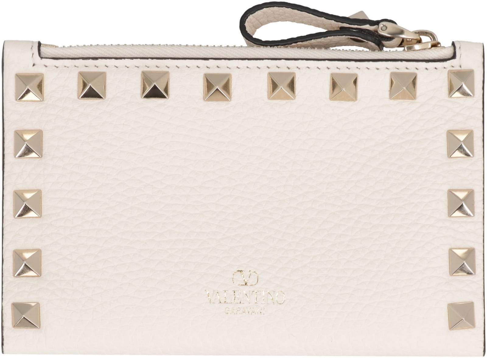 Valentino Garavani - Rockstud Leather Card Holder In Neutral