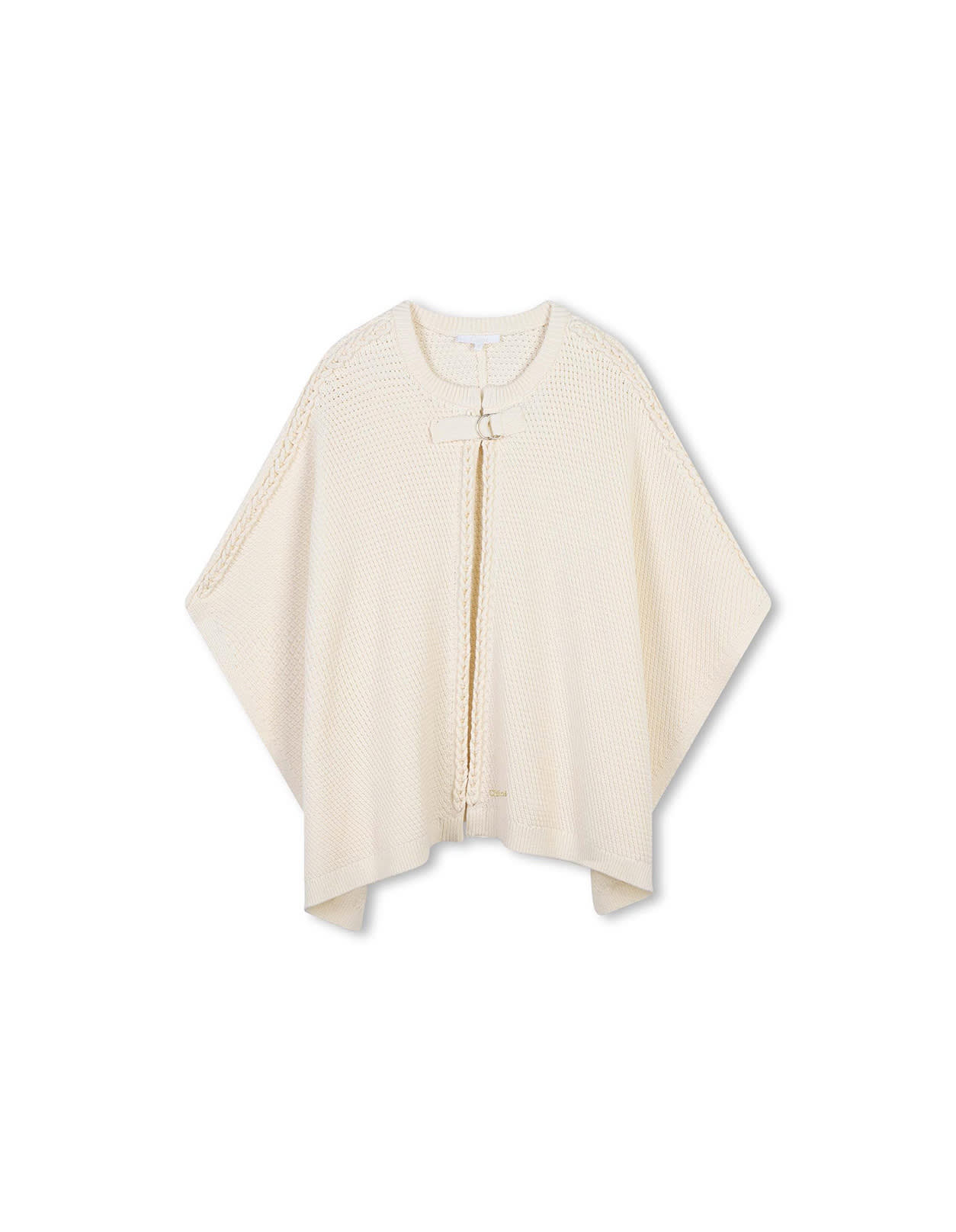 Shop Chloé White Knitted Cape With Appliqué