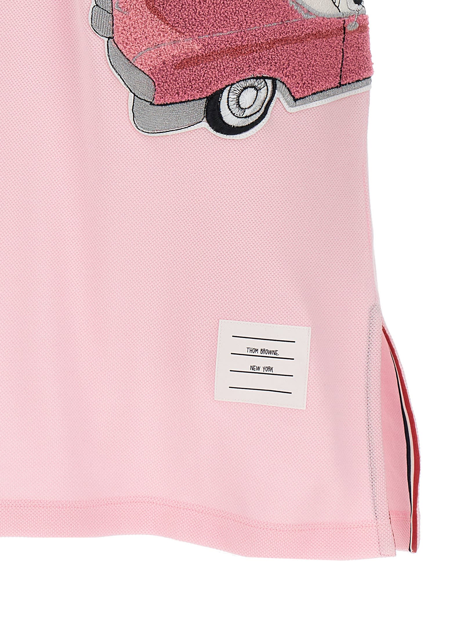 Shop Thom Browne Patch Polo Dress In Pink