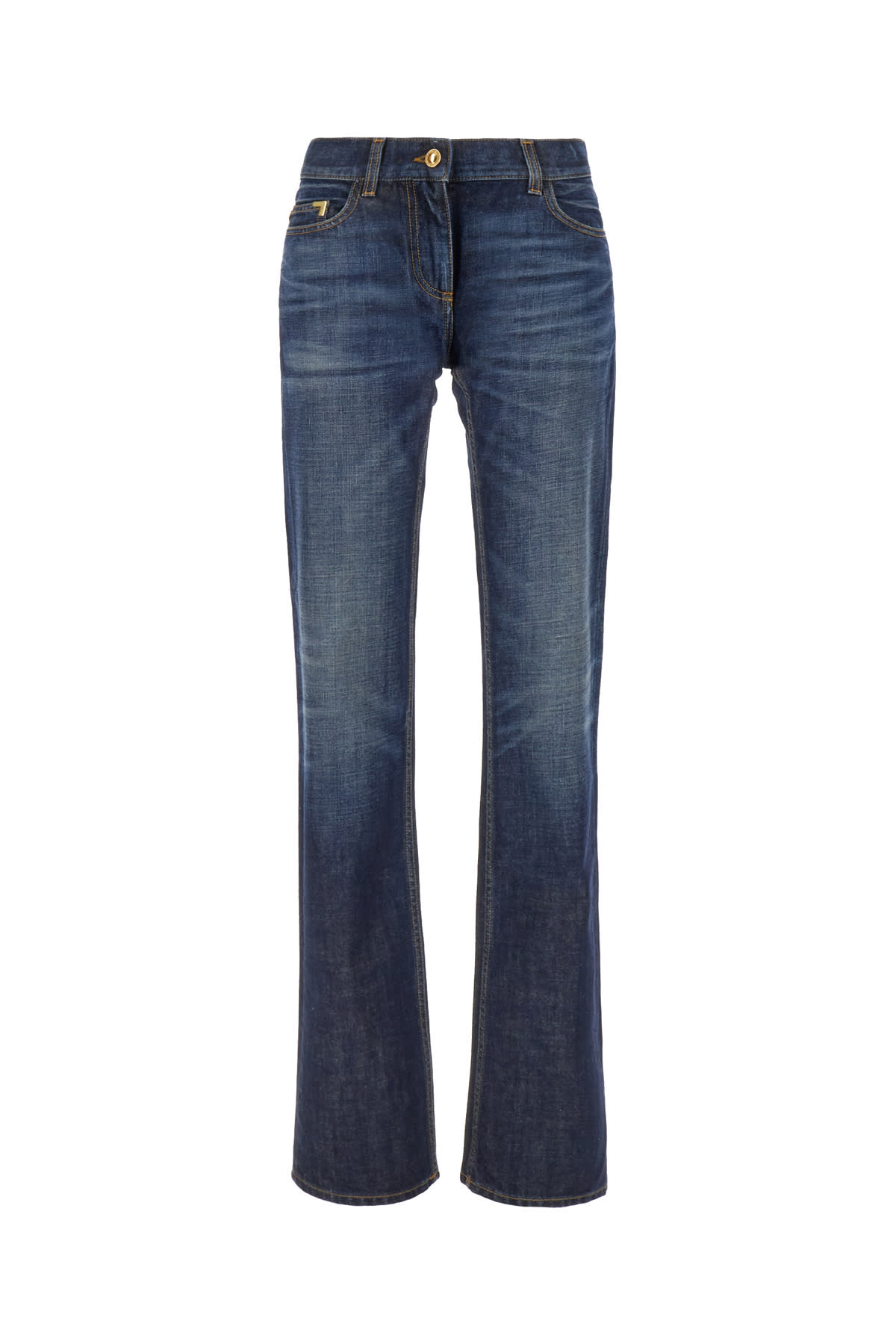 Shop Palm Angels Dark Blue Denim Jeans