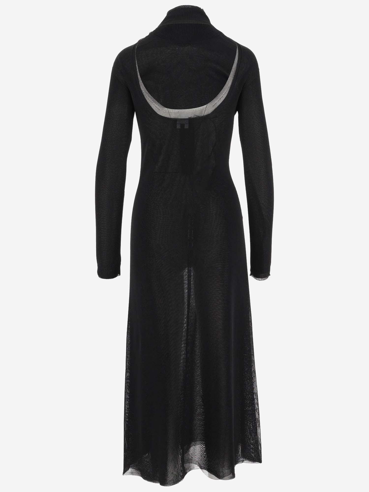Shop Giorgio Armani Brilliant Knit Longuette Dress In Black