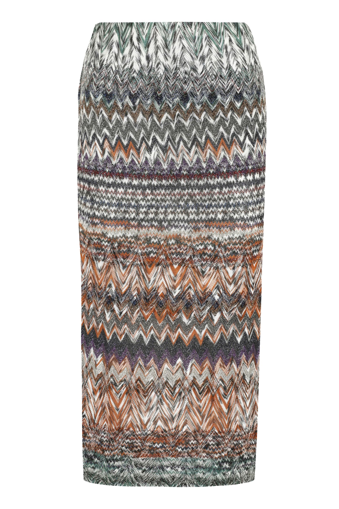 Shop Missoni Chevron Motif Knitted Skirt In Multicolor
