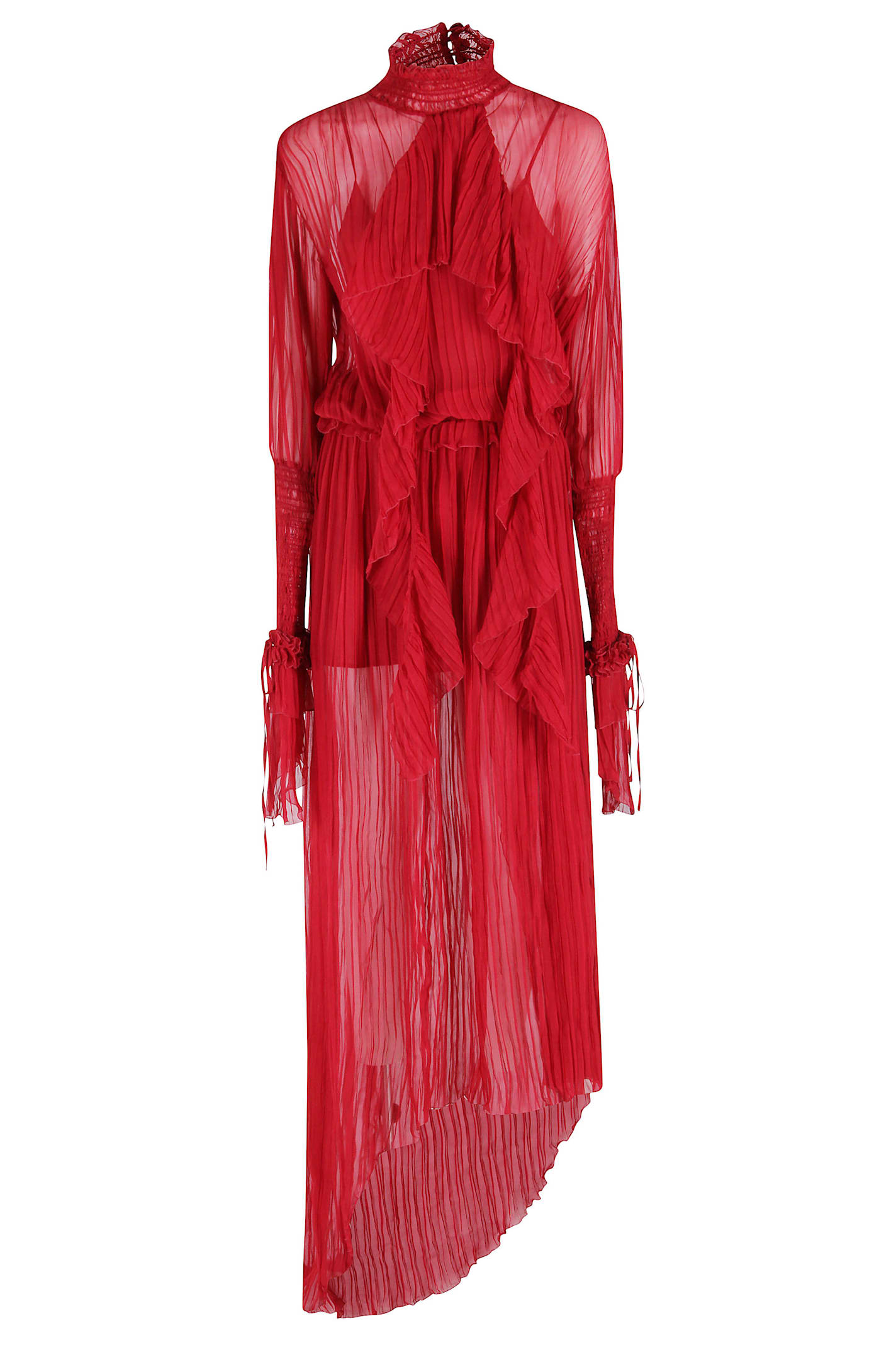 Blumarine Chiffon Plisse Dress In Red