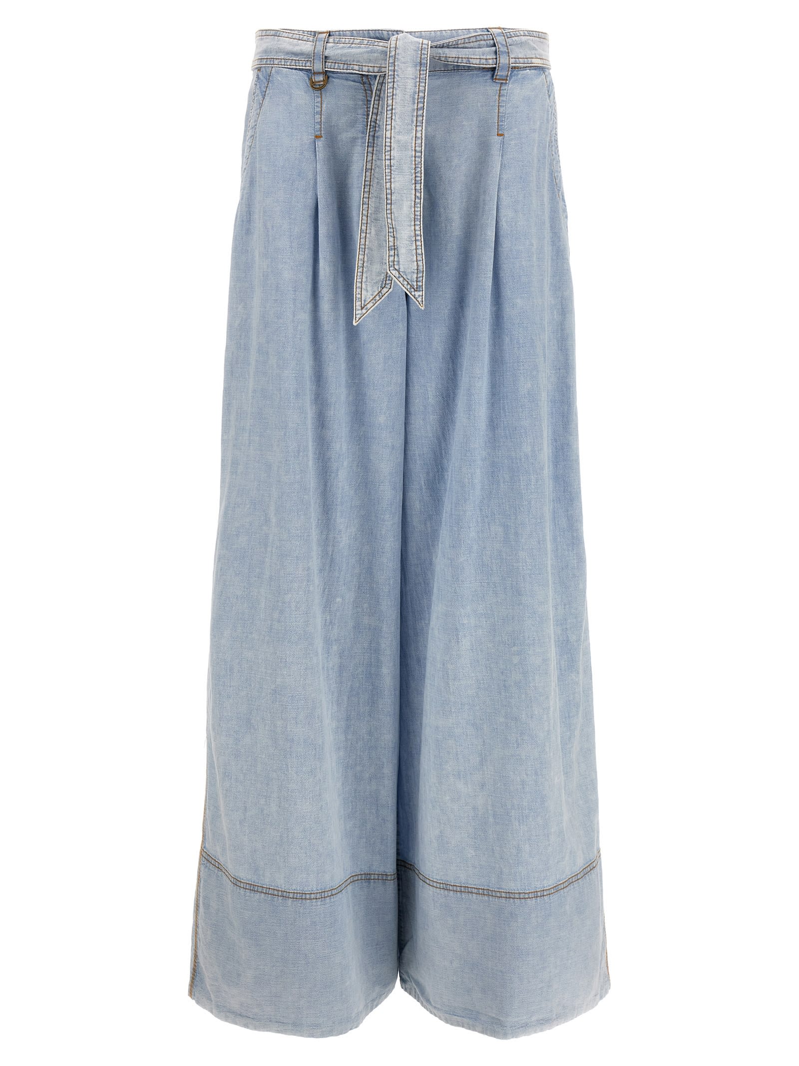 Shop Zimmermann Wide Leg Denim Jeans In Light Blue