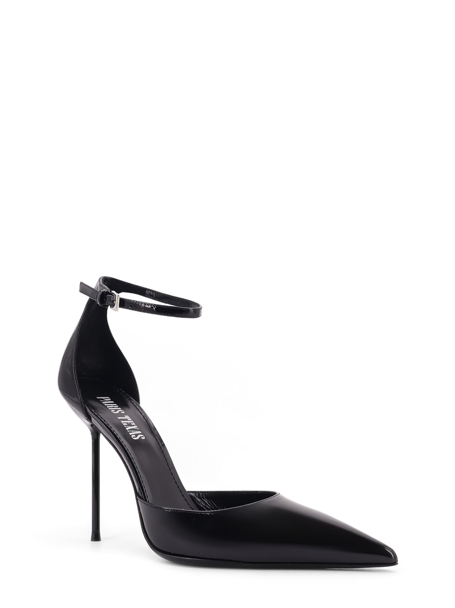 Paris Texas Arrow Toe Heeled Shoes With Delicate Ankle Strap In Black