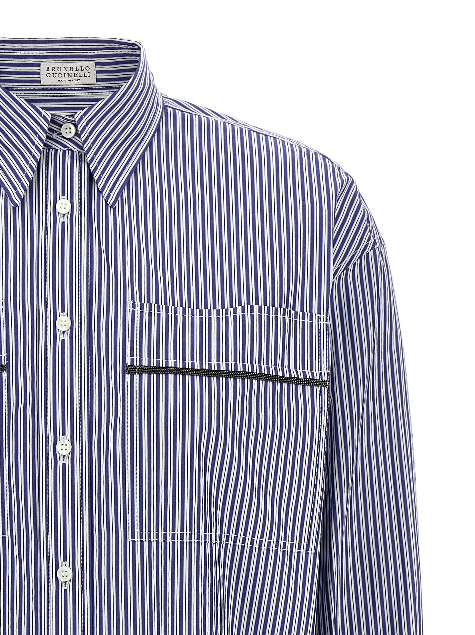 Brunello Cucinelli Monile Striped Shirt Shirt And Blouse Multicolor In Multicolor