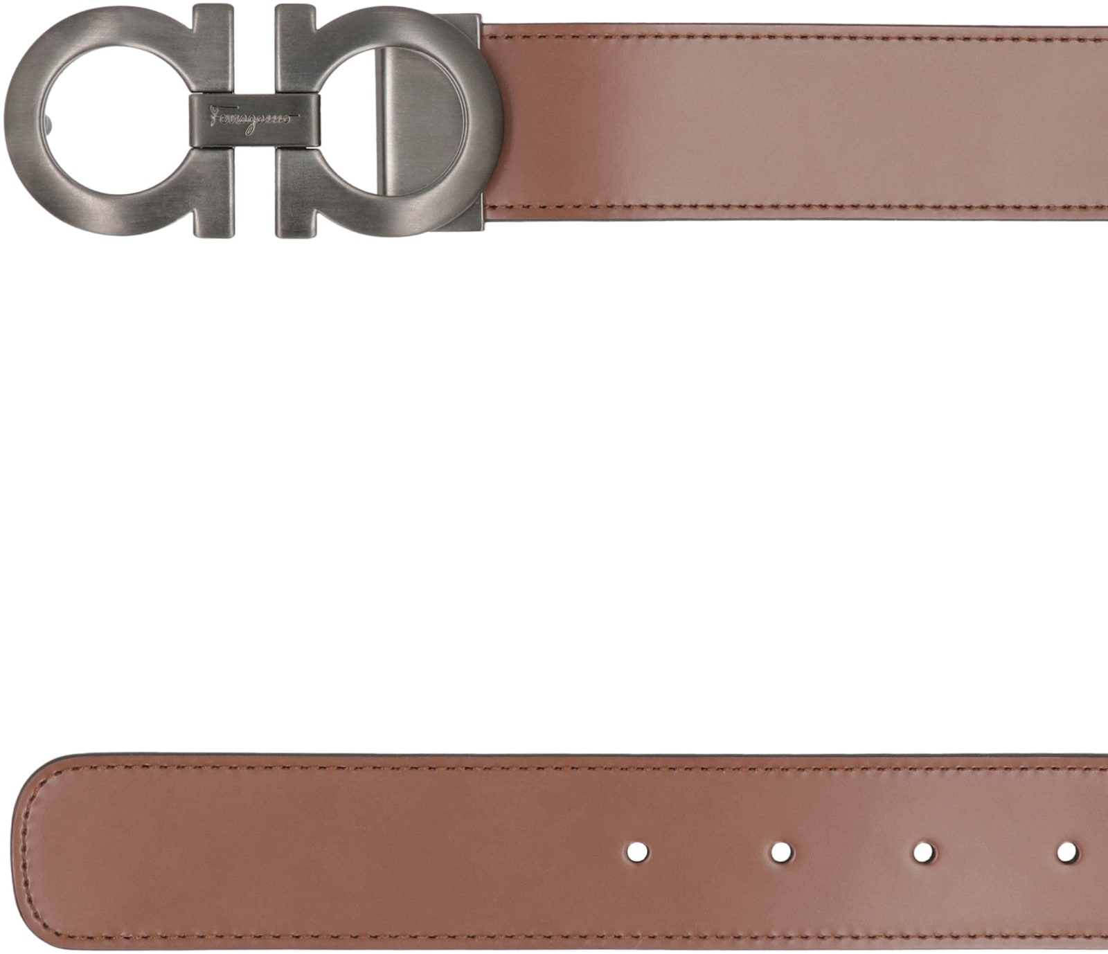 Shop Ferragamo Reversible Leather Belt In Brown