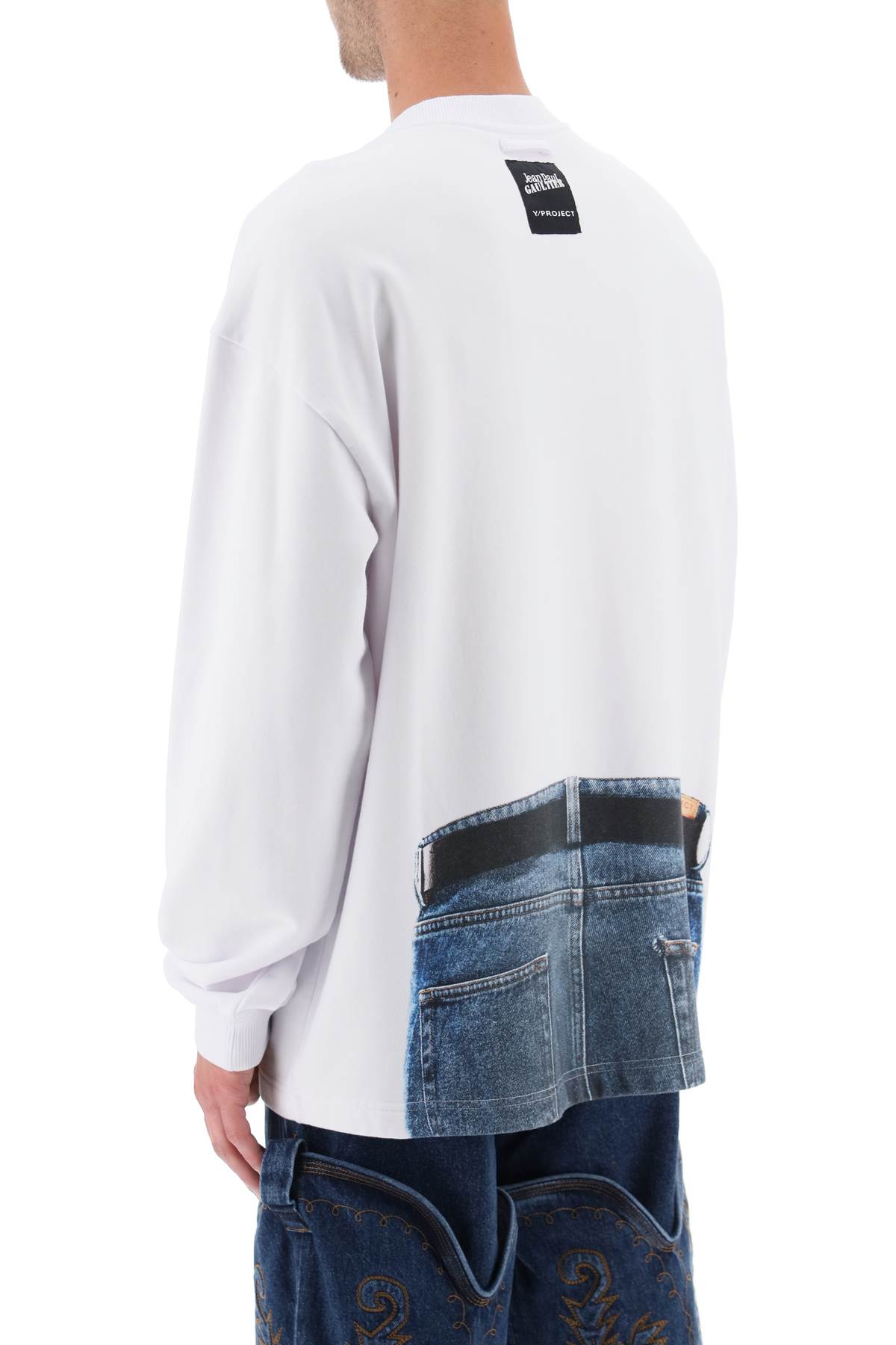 Shop Y/project Trompe Loeil Sweatshirt In White Navy (white)