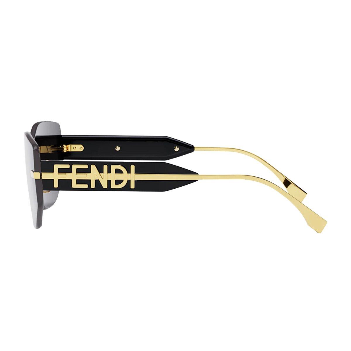 Shop Fendi Shield Frame Sunglasses In 30a - Black