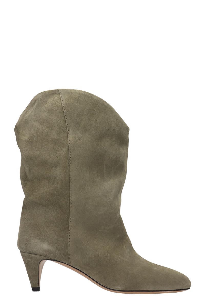 Isabel Marant Dernee Low Heels Ankle Boots In Taupe Suede