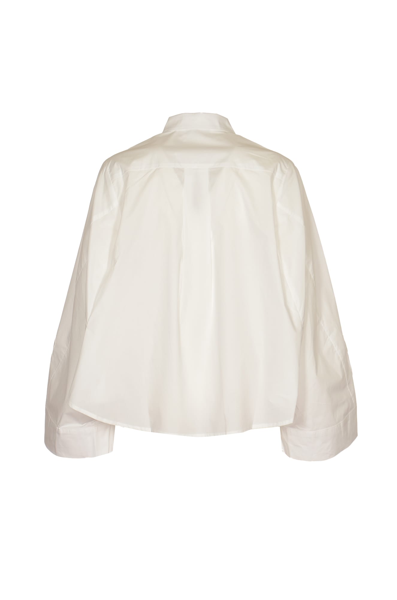 Shop Roberto Collina Wide-sleeved Patched Pocket Flare Shirt In White