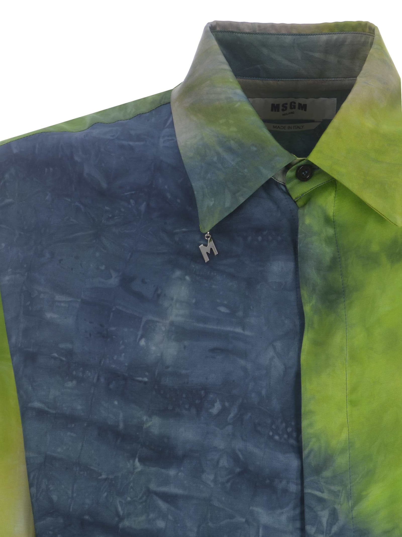 Shop Msgm Shirt  Fluid In Viscose In Verde