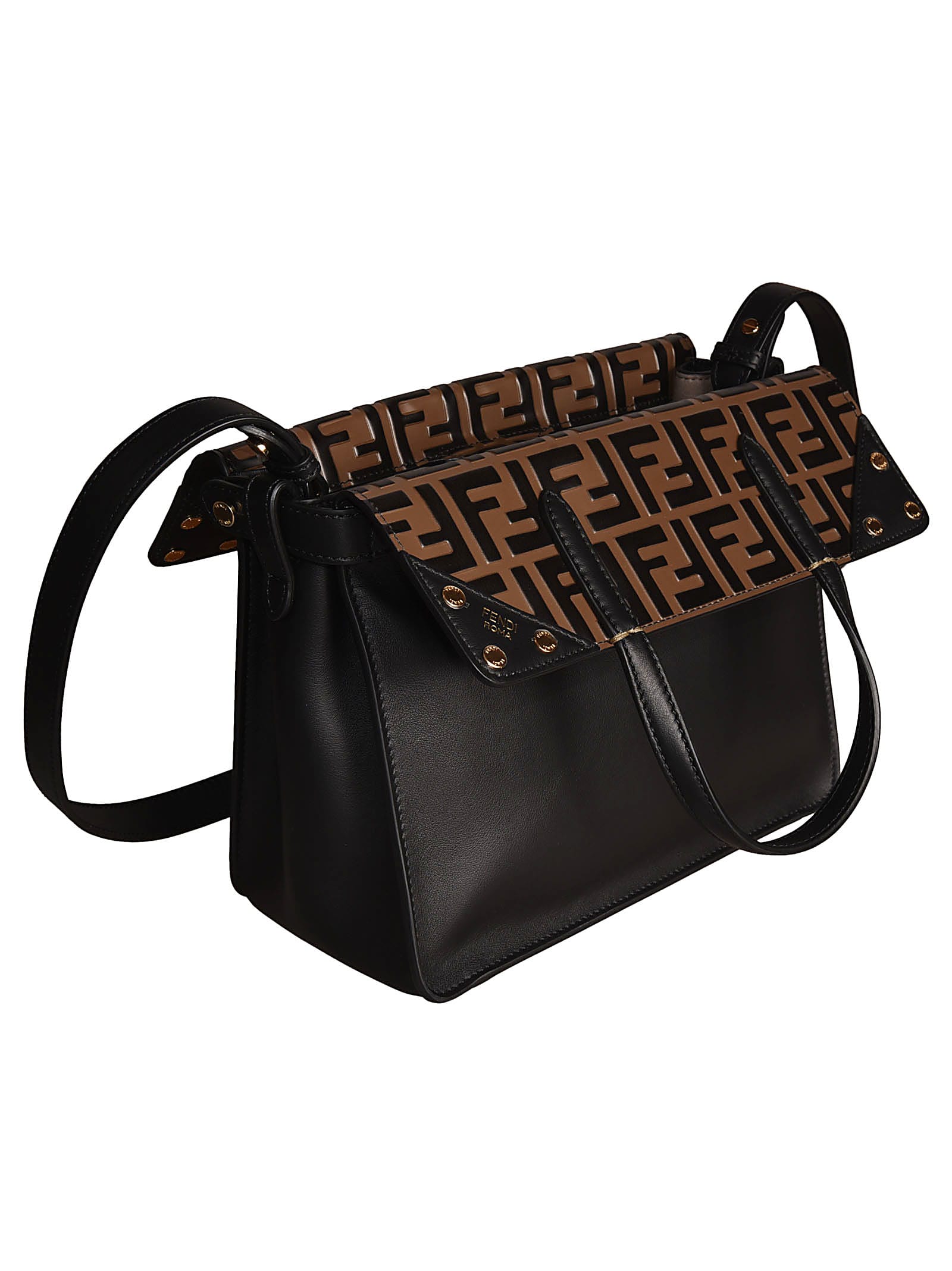 Fendi Fendi Flip Reg Shoulder Bag - Black/Maya - 11015156 | italist