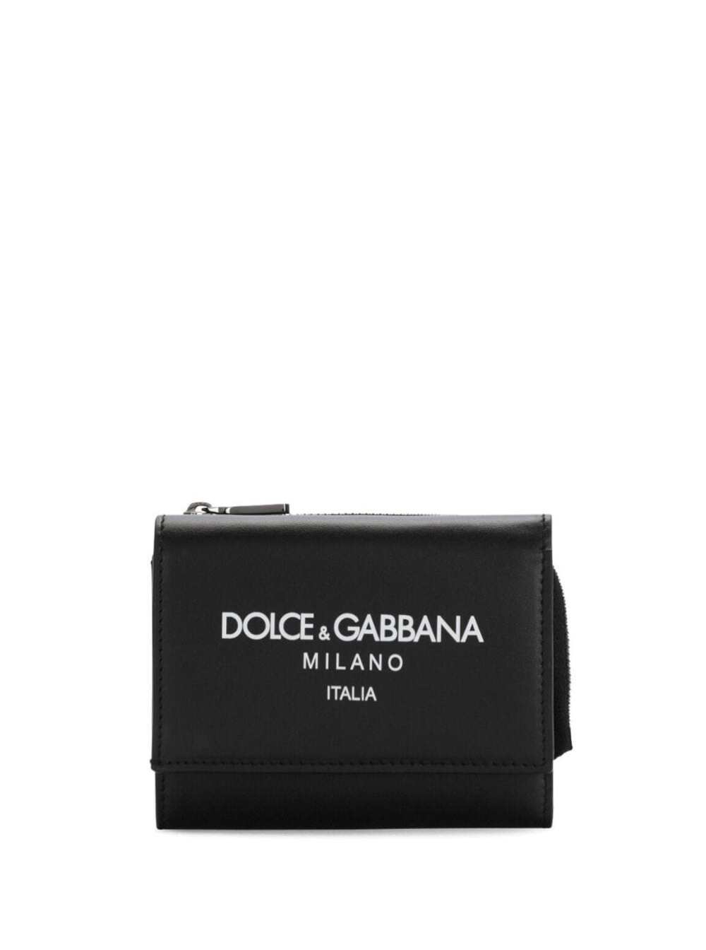 Dolce & Gabbana Black Wallet With Contrasting Logo Print In Leather Man