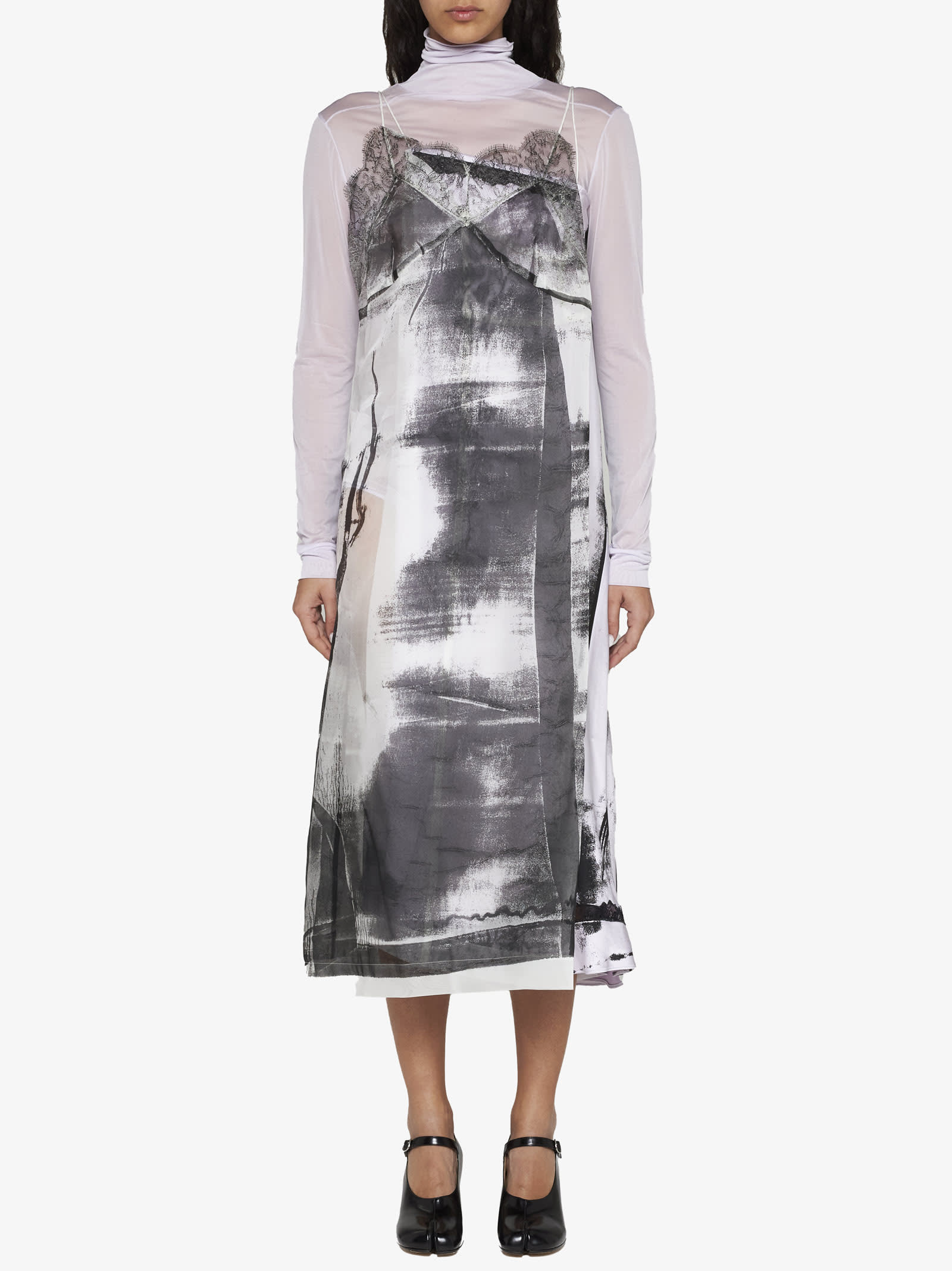 Shop Maison Margiela Dress In Lilac/pistachio