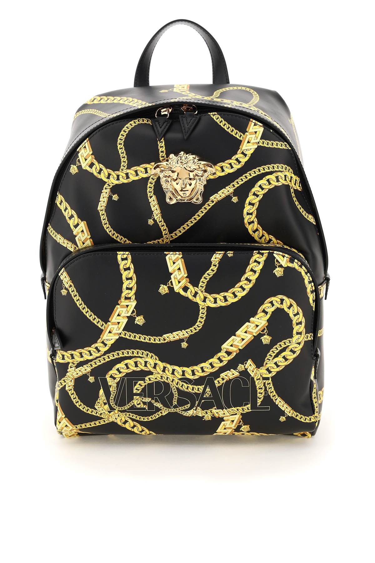 versace black leather backpack