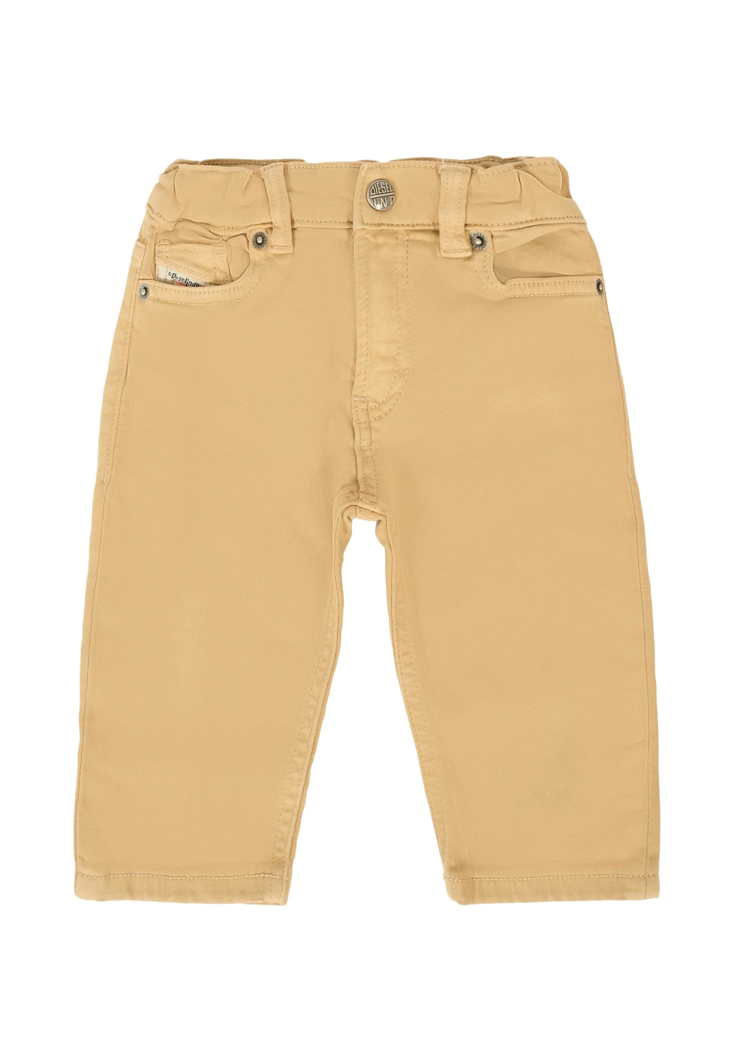 Diesel Beige Jeans For Baby Boy With Logo In Neutral