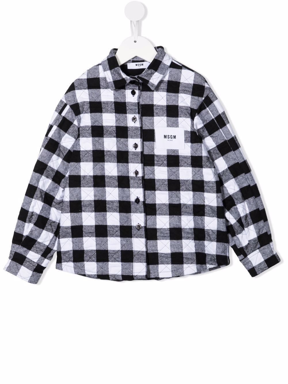 MSGM Kids Shirt With White And Black Gingham Motif