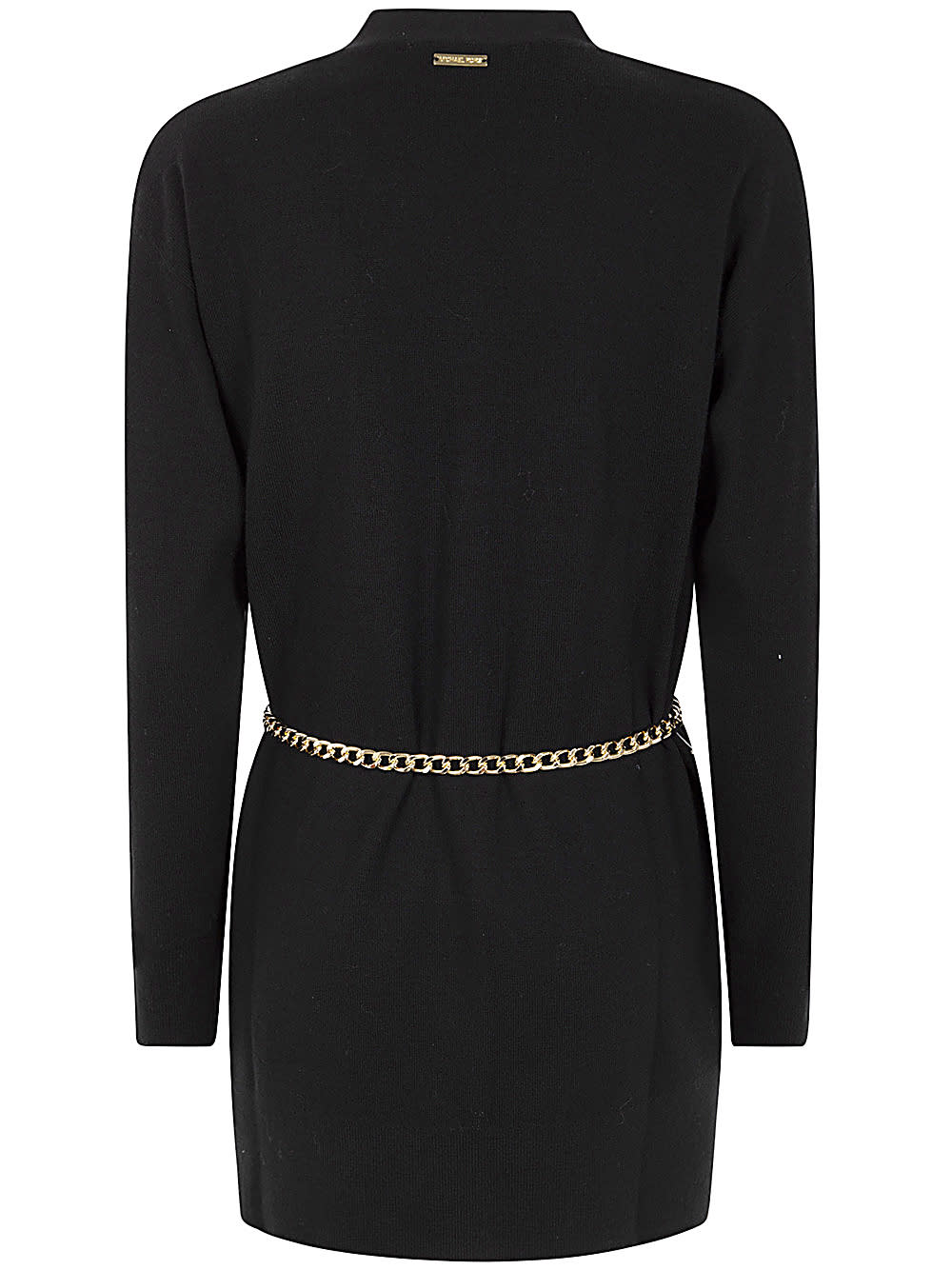 Shop Michael Michael Kors Empire Chain Belt Cardigan In Black