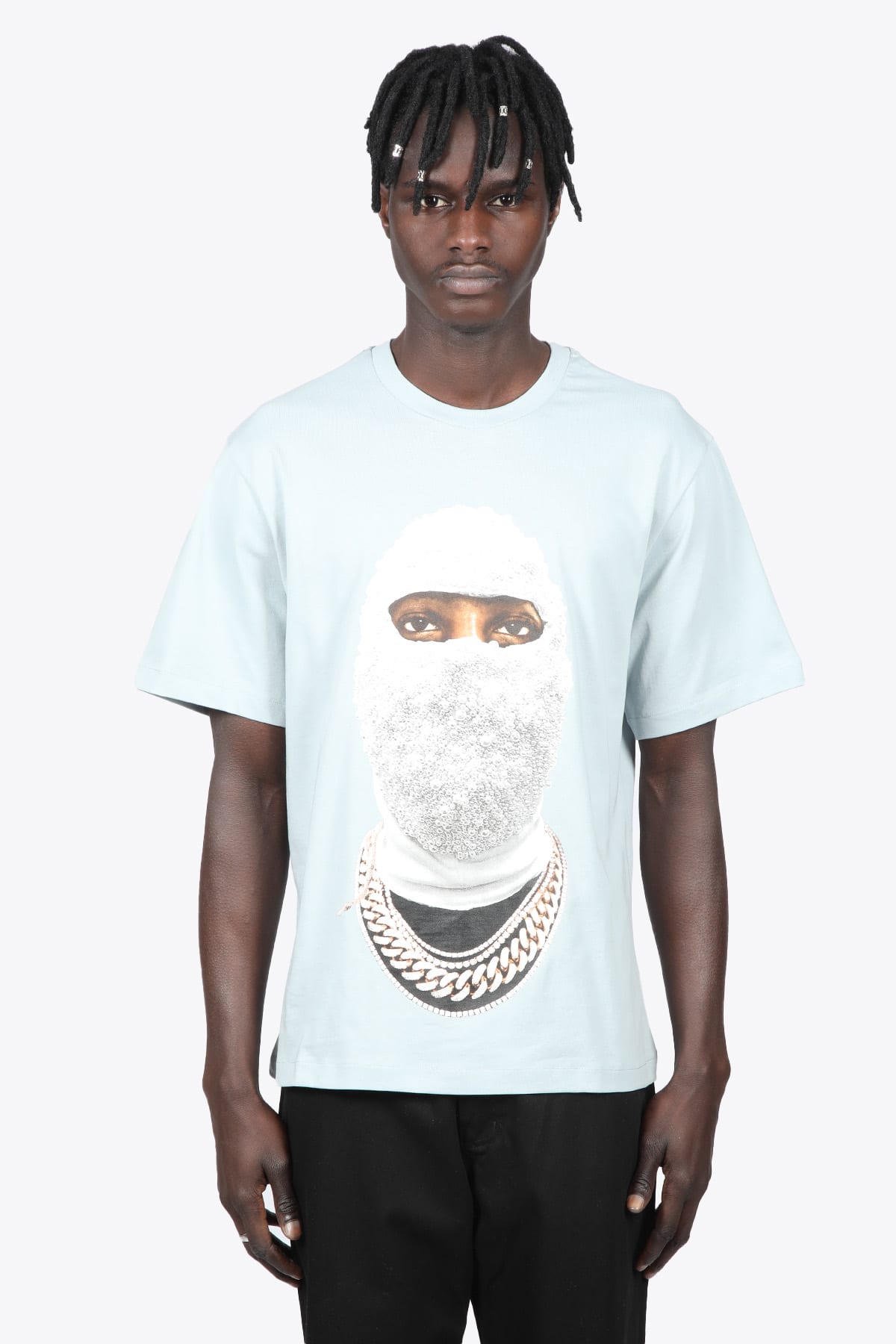 Ih nom uh nit T-shirt Relaxed Fit With Future Mask On Front Light blue cotton t-shirt with Future print