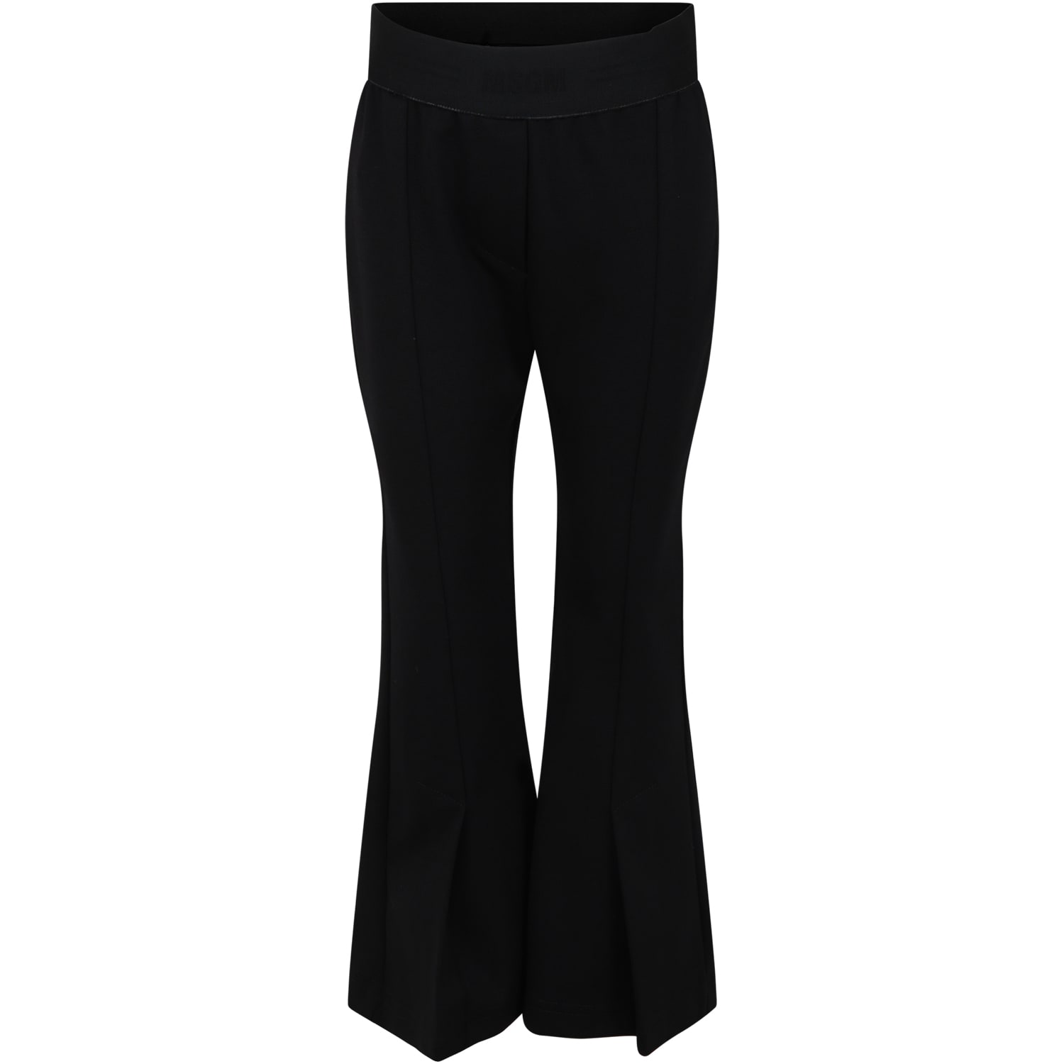 Msgm Kids' Black Trousers For Girl With Logo