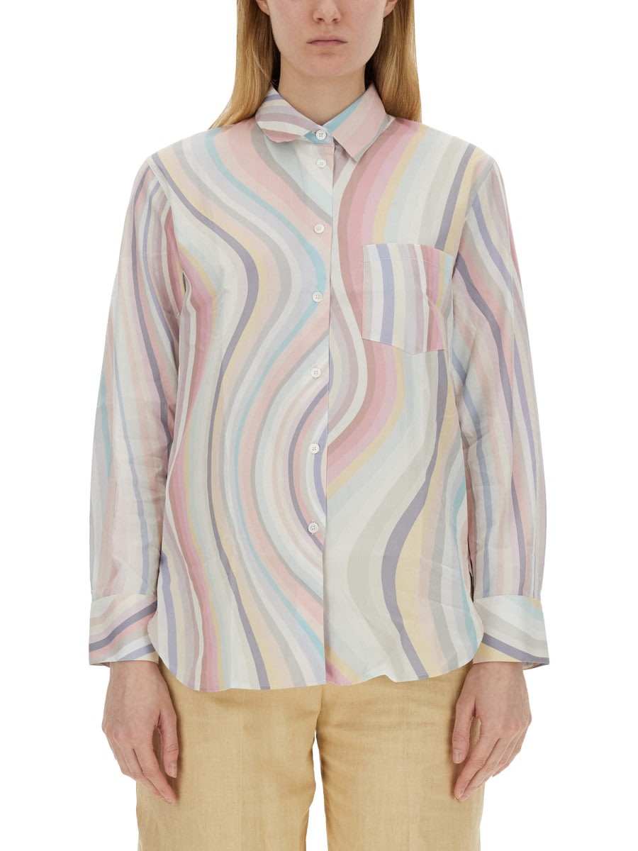 Shop Paul Smith Faded Swirl Shirt In Multicolour