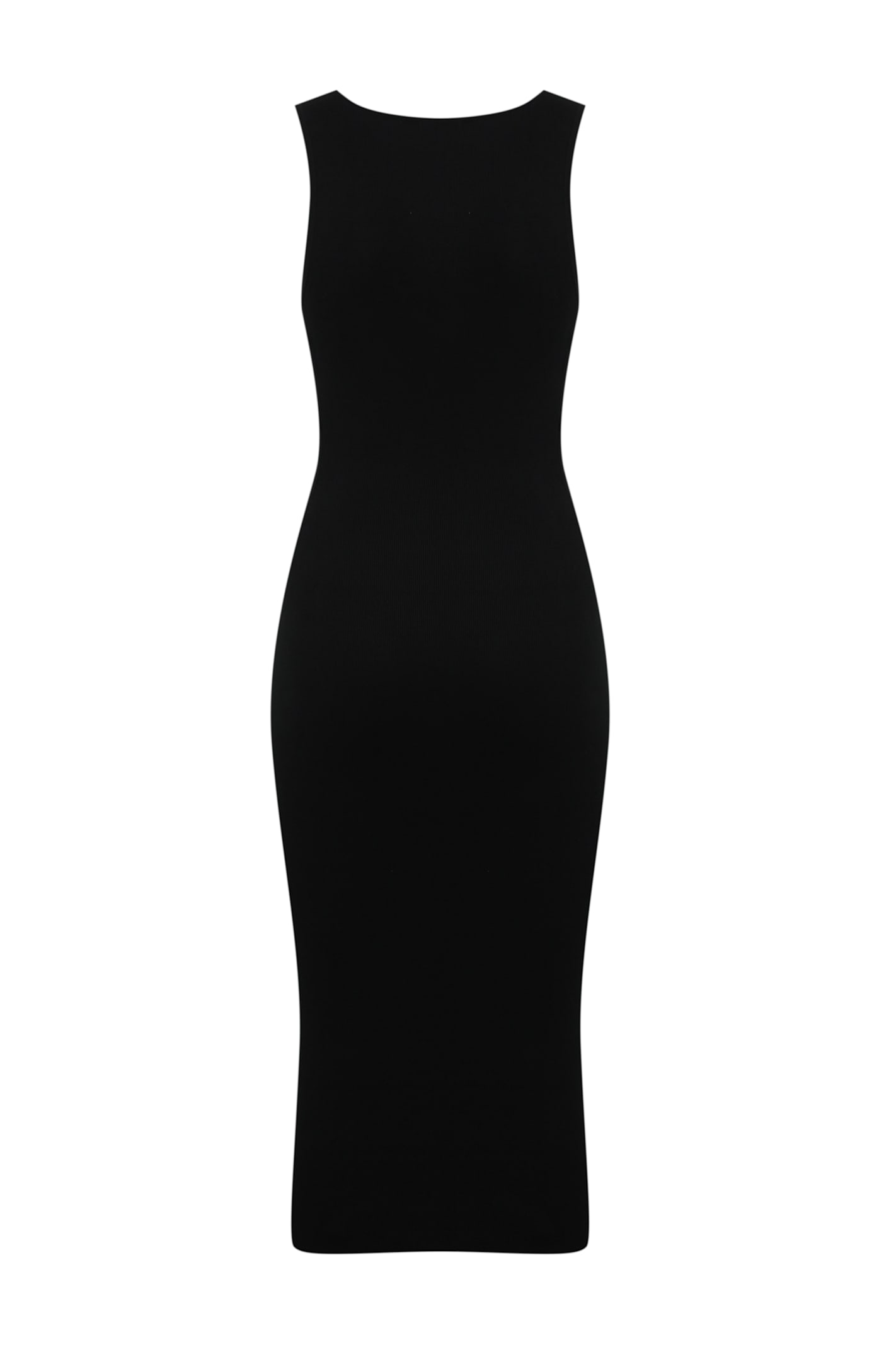 Shop Elisabetta Franchi Viscose Dress With Logo Bands In Nero/burro