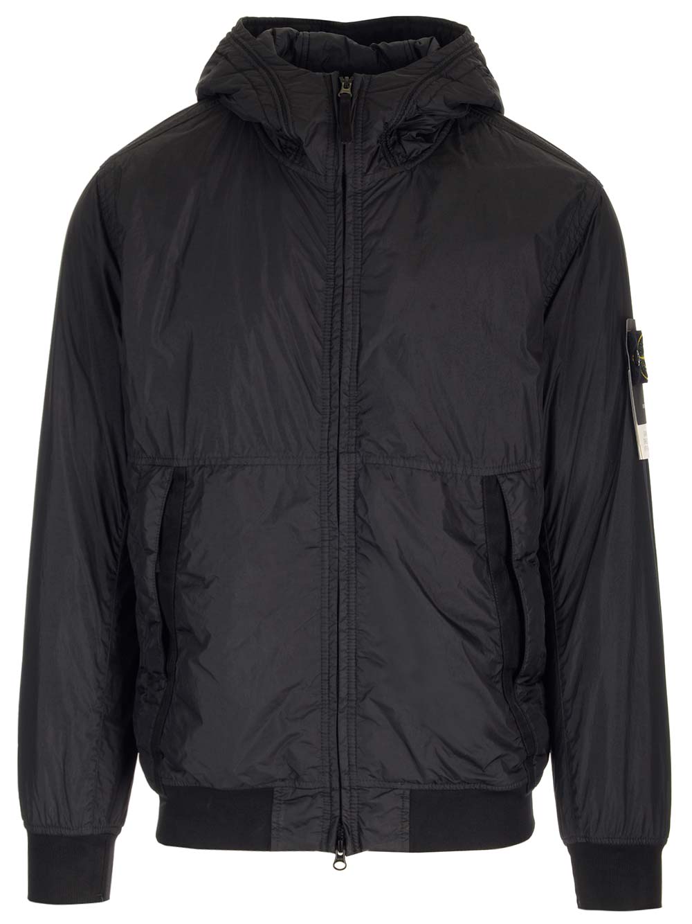 Shop Stone Island Waterproof Jacket Coat In Black