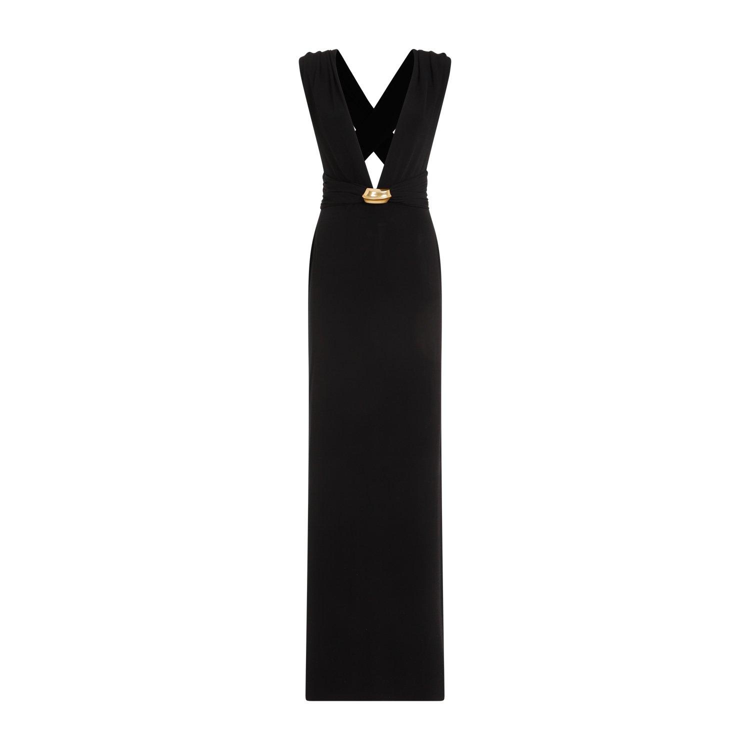 Shop Tom Ford Plunging V-neck Sleeveless Gown In Black