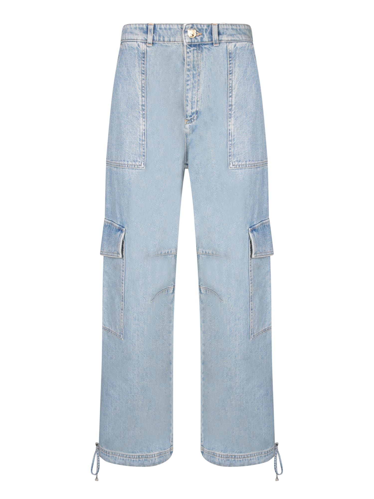 Shop Moschino Light Blue Denim Cargo Jeans