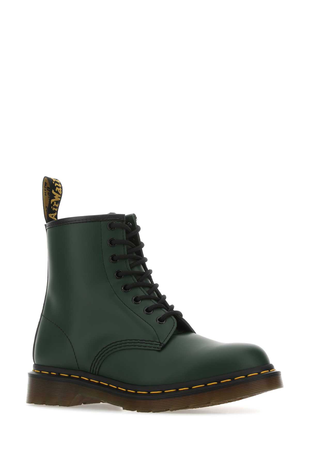 Shop Dr. Martens' Bottle Green Leather 1460 Ankle Boots In Greensmooth