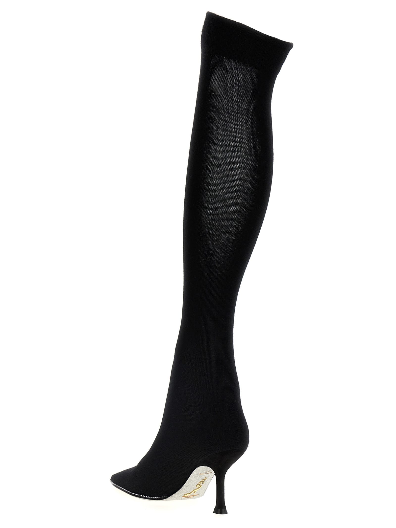 Shop René Caovilla Knitted Boots In Black