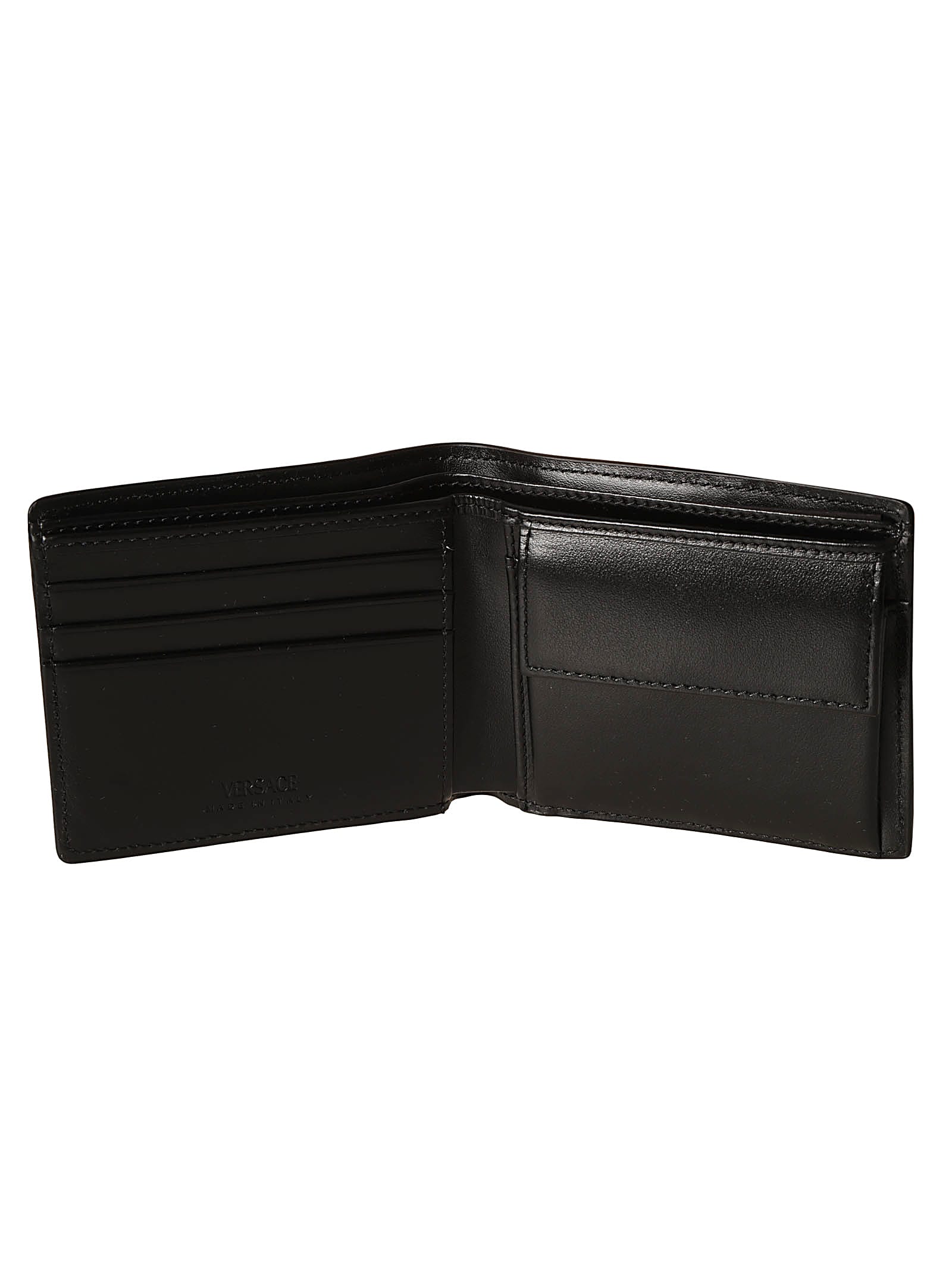 Shop Versace Logo Plaque Bifold Wallet In Black