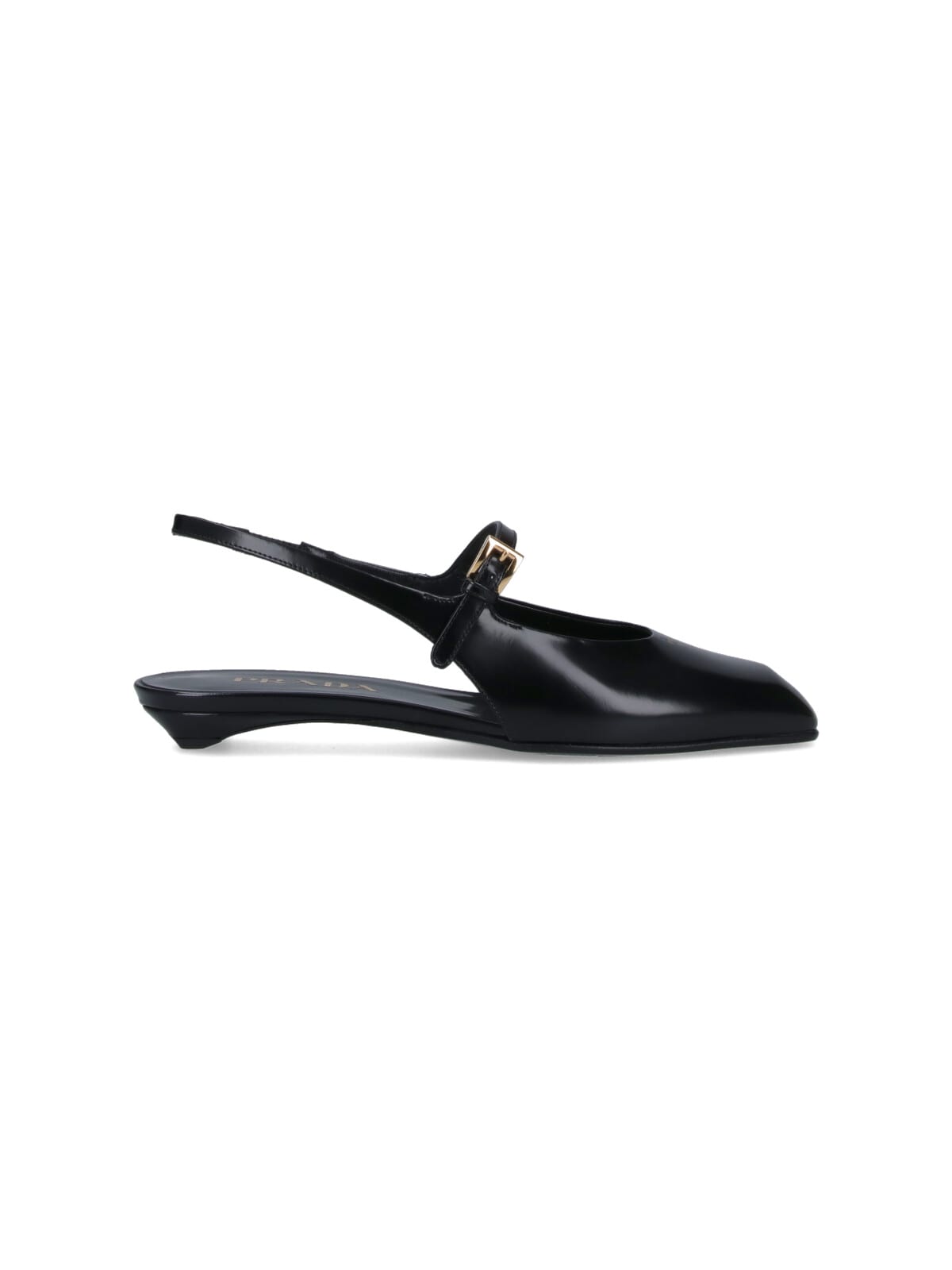 Prada Black Patent Leather Slingback Ballerina In Black