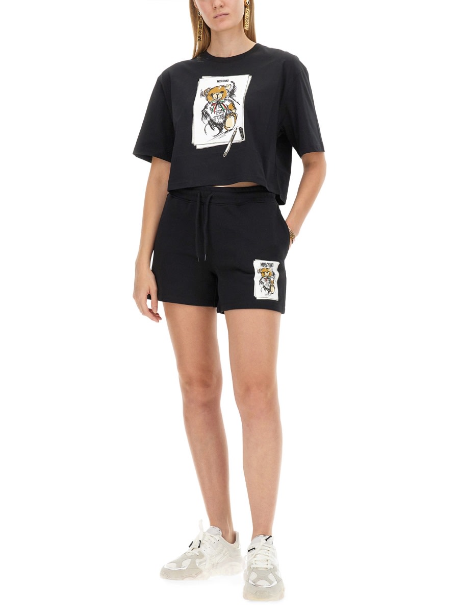 Shop Moschino Jersey T-shirt In Black