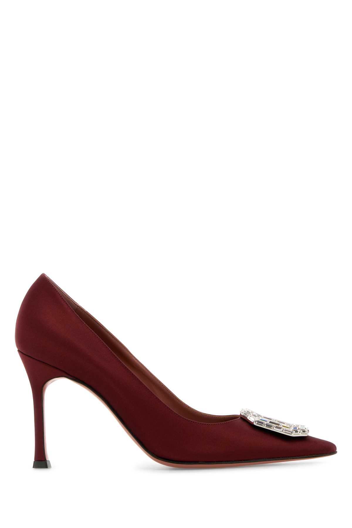 Burgundy Satin Camelia Pumps